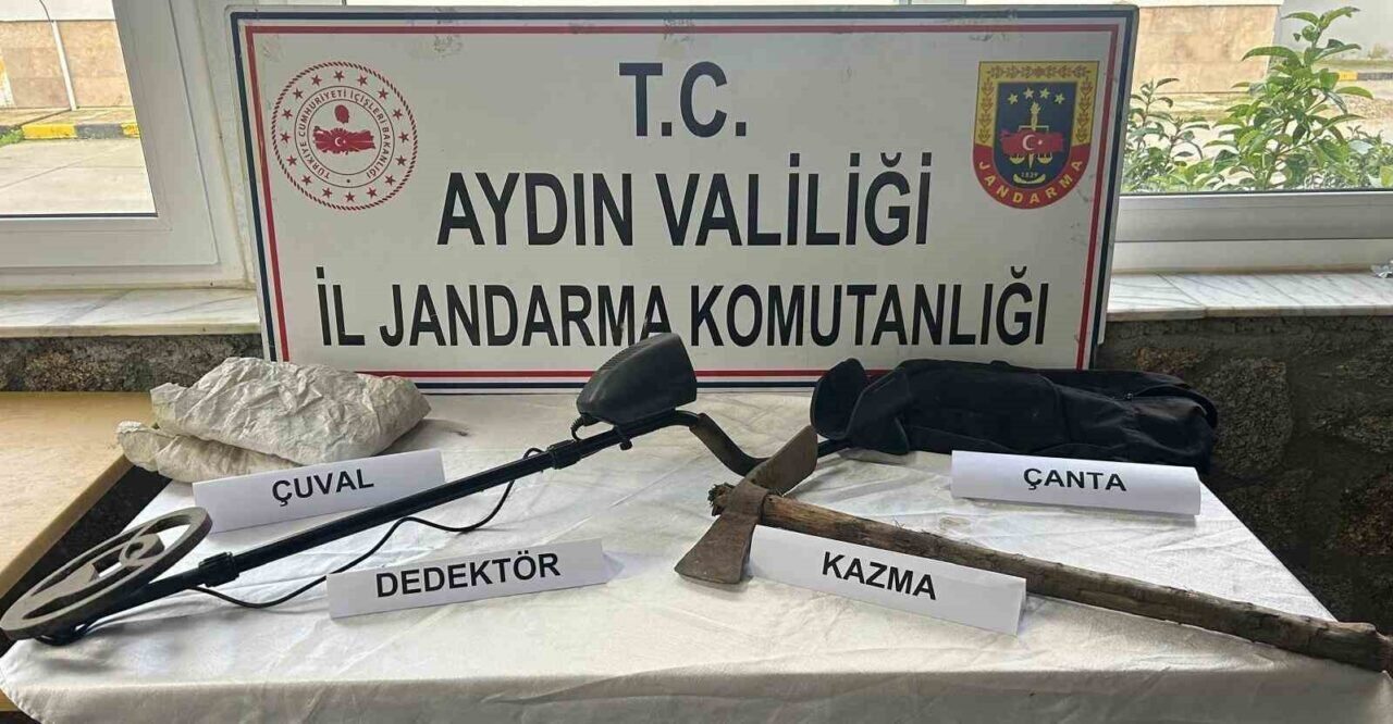 Aydın'ın Çine ilçesinde, izinsiz tarihi eser kazısı yapan M.K. ve