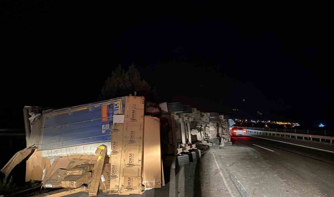 Osmaniye’de Devrilen Tırda Çıkan Yangın Sürücüyü Hastaneye Kaldırdı Osmaniye'de TAG Otoyolu'nda sürücüsünün kontrolünü kaybetmesi sonucu devrilen Mercedes tırında