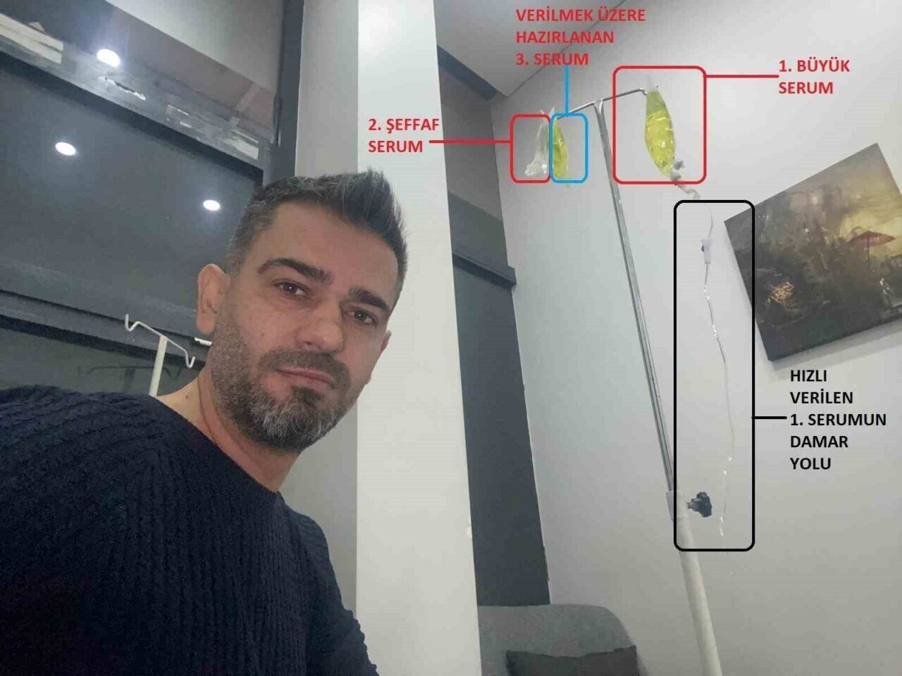 Afyonkarahisar’da özel bir klinikte ‘atom’ adlı sarı serumun bağlanmasının ardından