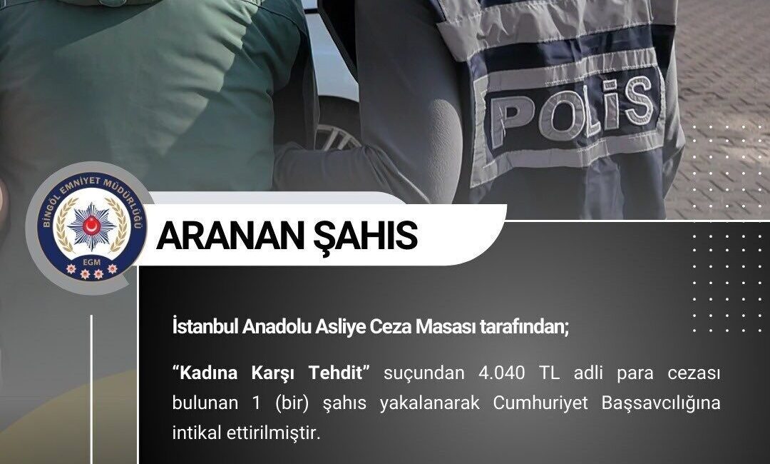 Bingöl’de Aranan 4 Şahıs Emniyet Ekiplerince Yakalandı Bingöl'de Emniyet Müdürlüğü tarafından düzenlenen operasyonlarda, arama kararı bulunan 4