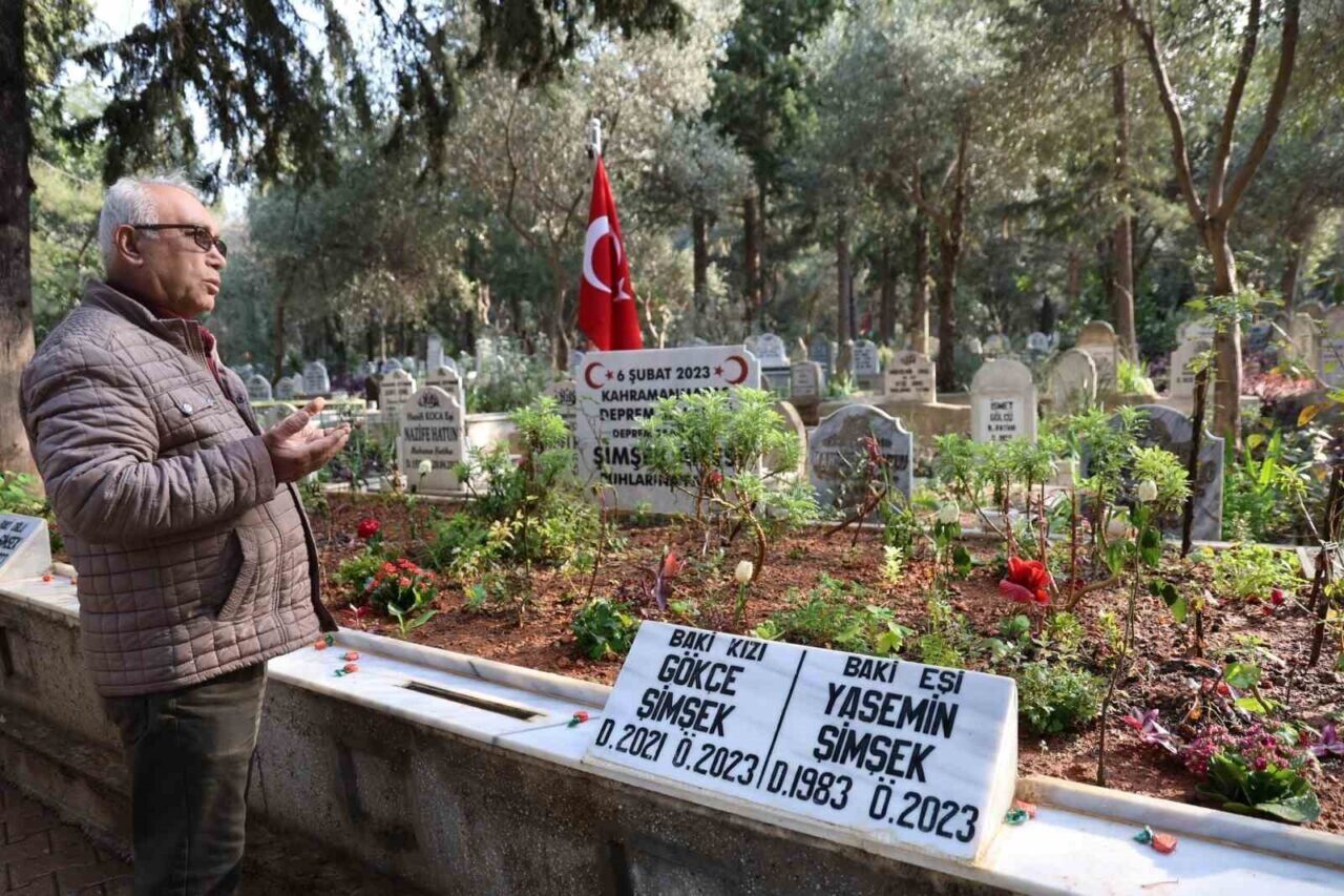 Kahramanmaraş'ta 6 Şubat depreminin yıl dönümünde Şaban Şimşek, oğlu Baki,