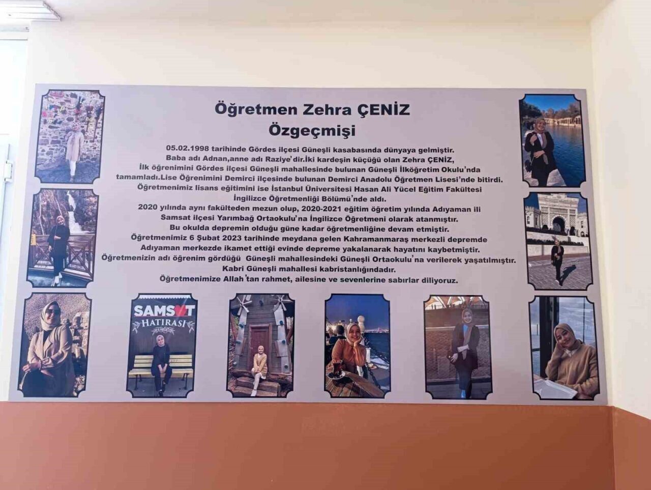 Kahramanmaraş merkezli depremlerde hayatını kaybeden Gördesli Öğretmen Zehra Çeniz'in ismi,