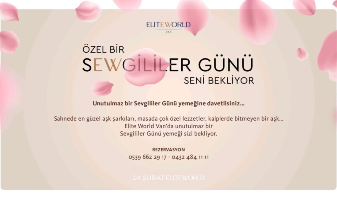 Sevgililer Günü İçin Elite World Van Otel’de Özel Hazırlıklar Yapıldı Elite World Van Otel, Sevgililer Günü için hazırlıklarını tamamladı. Genel
