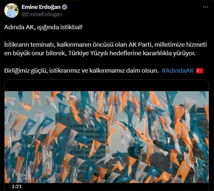Emine Erdoğan, AK Parti Kongresi Hakkında Duygularını Paylaştı: “Birliğimiz Güçlü, İstikrarımız Daim Olsun” Emine Erdoğan, AK Parti 8. Olağan Büyük Kongresi'ne dair sosyal