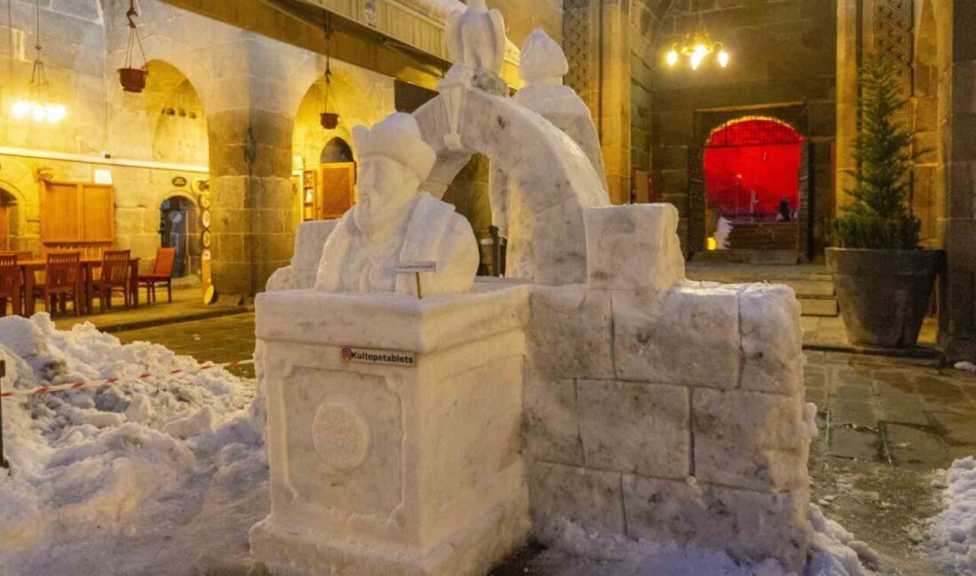 Kayseri’deki Hunat Hatun Medresesi’nde Selçuklu Hükümdarı Alaaddin Keykubat’ın kardan heykeli yapıldı Kayseri'deki Hunat Hatun Medresesi Kültür ve Sanat Merkezi'nde Sanatçı Ali