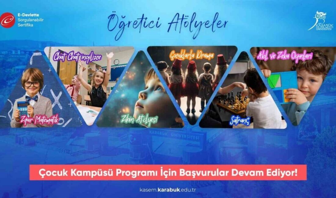 Karabük Üniversitesi, çocukların sosyal yeteneklerini geliştirip eğlenceli bir eğitim sunmak için “Çocuk Kampüsü” programını başlatıyor. Karabük Üniversitesi, çocukların sosyal becerilerini geliştirmeyi amaçlayan "Çocuk Kampüsü" programını