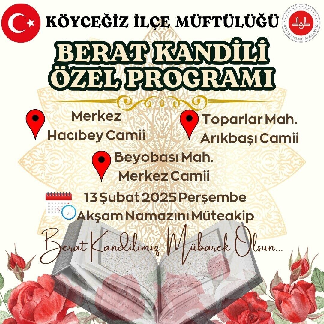 Muğla'nın Köyceğiz ilçesinde 13 Şubat 2025'te Berat Kandili için çeşitli