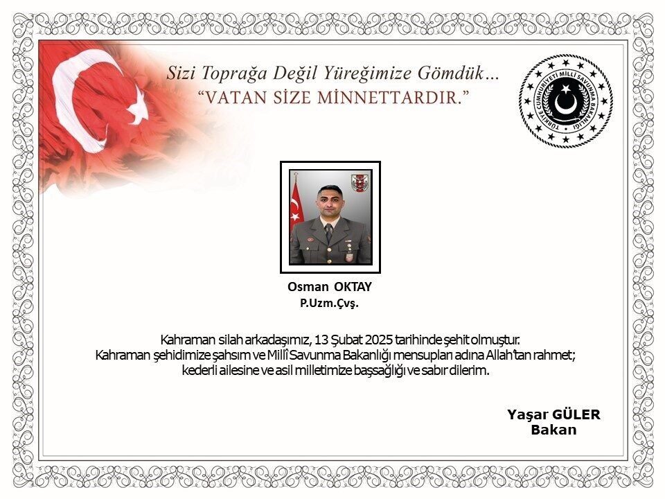 Milli Savunma Bakanlığı, 7 Şubat'ta Suriye’nin kuzeyindeki bir üs bölgesine