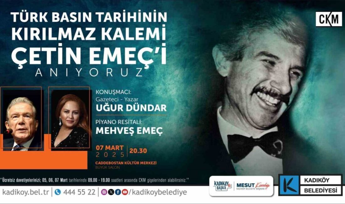 Çetin Emeç, 35. Ölüm Yılında Kadıköy’de Anma Etkinliği ile Anılacak Çetin Emeç, 7 Mart 1990'da silahlı saldırıda hayatını kaybetmişti. Kadıköy