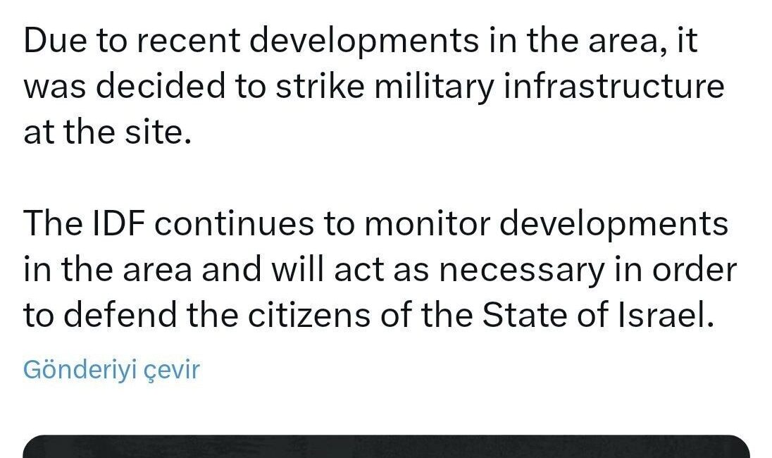 İsrail Hava Kuvvetleri, Suriye’deki eski rejime ait silah depolarına hava saldırısı gerçekleştirdi İsrail Savunma Kuvvetleri, Suriye'nin Lazkiye kentinde eski rejime ait silahların