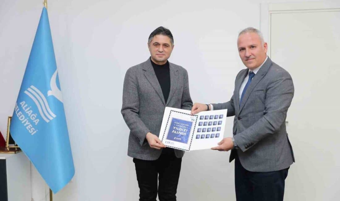 Aliağa’ya Özel Posta Pulları PTT tarafından Tanıtıma Sunuldu PTT, Aliağa için özel bir posta pulu bastı. Bu pul,