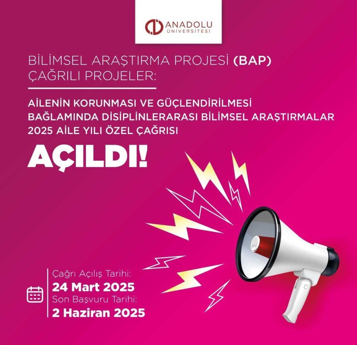 Anadolu Üniversitesi, Cumhurbaşkanı Recep Tayyip Erdoğan’ın "Aile Yılı" ilanı kapsamında,