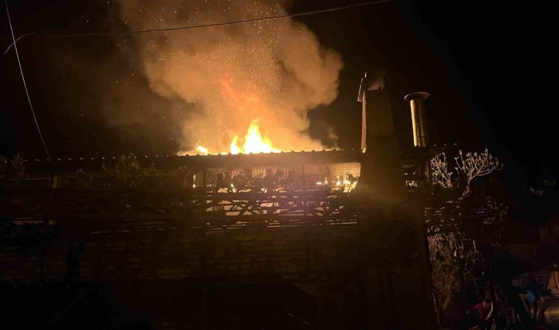 Antalya'nın Kaş ilçesinde Ramazan Doğuş'a ait iki katlı evin bacasında