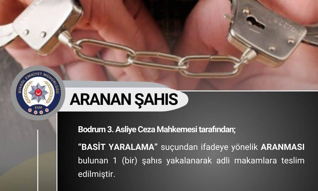 Bingöl’de Yapılan Polis Uygulamalarında Aranan 11 Kişi Gözaltına Alındı Bingöl’de gerçekleştirilen polis uygulamalarında arama kararları bulunan 11 şahıs yakalandı.