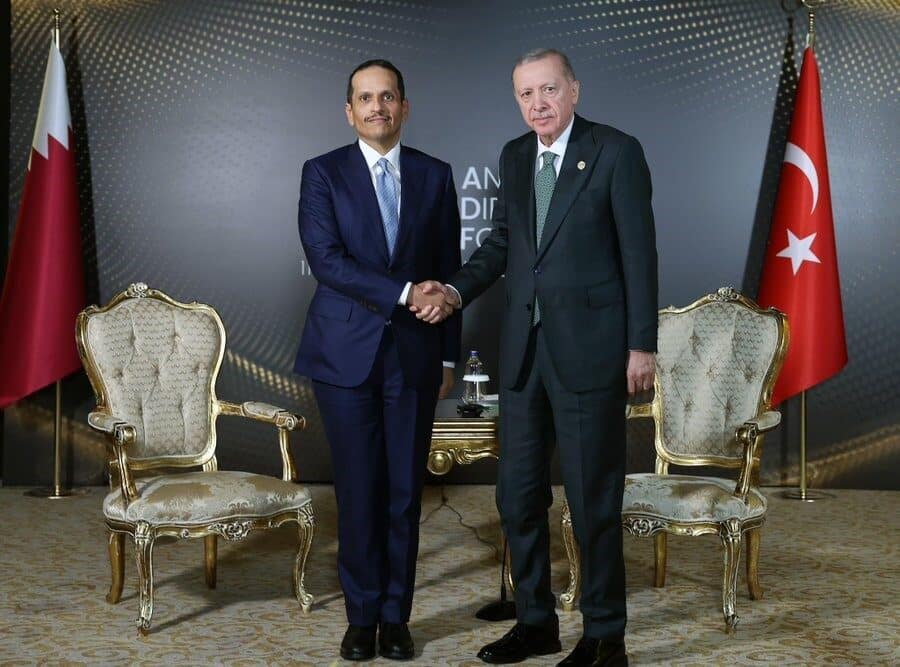 Cumhurbaşkanı Recep Tayyip Erdoğan, Antalya Diplomasi Forumu kapsamında Katar Başbakanı