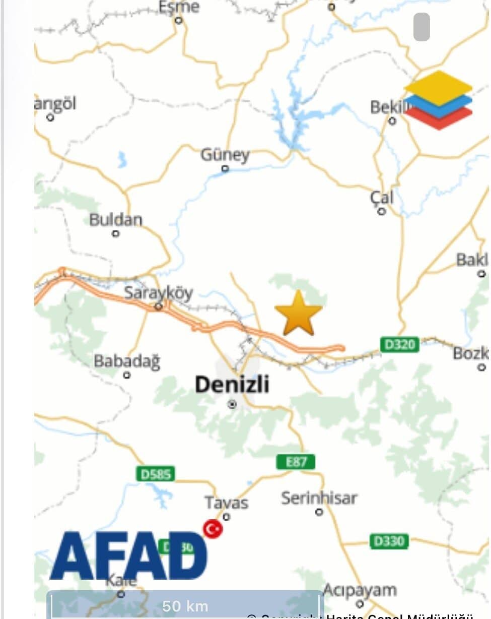 Pamukkale'de 3.9 büyüklüğünde bir deprem meydana geldi. Afet ve Acil