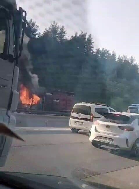 Gemlik’te Canlı Hayvan Yüklü Kamyon Yangın Çıkardı, Maddi Hasar Büyük! Bursa'nın Gemlik ilçesinde bir kamyonda çıkan yangın, sürücünün aracı emniyet