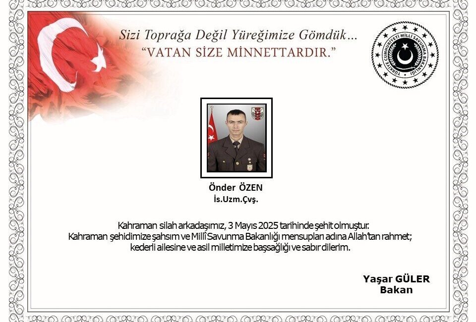 Milli Savunma Bakanlığı, Irak’ın kuzeyindeki Pençe (Hakurk) Operasyonu sırasında mayına