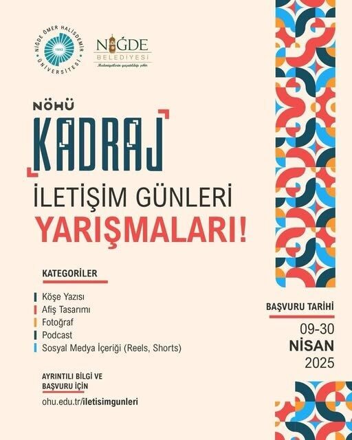 Niğde Ömer Halisdemir Üniversitesi, 12-13 Mayıs 2025'te 'Kadraj İletişim Günleri