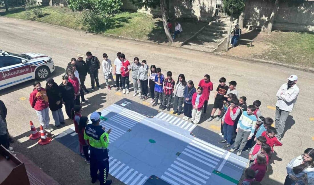 Bursa'nın Karacabey ilçesindeki Karakoca İlköğretim Okulu'nda, Trafik Haftası dolayısıyla 71
