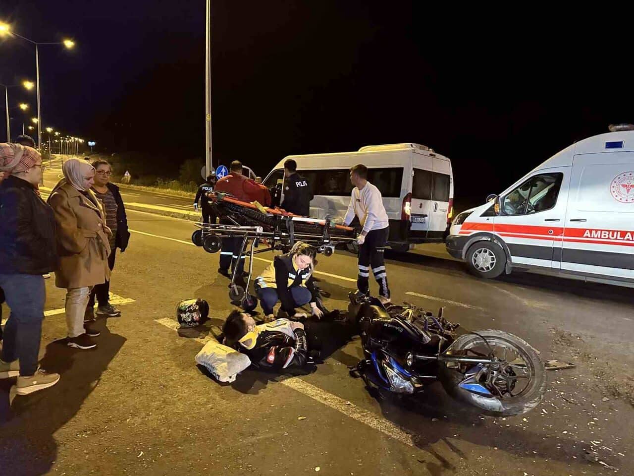 Tekirdağ'ın Muratlı ilçesinde meydana gelen trafik kazasında A.T. yönetimindeki motosiklet,