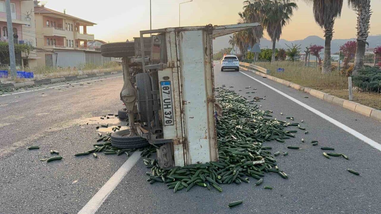 Antalya'nın Gazipaşa ilçesinde, Yakup A. yönetimindeki salatalık yüklü kamyonet, sürücünün