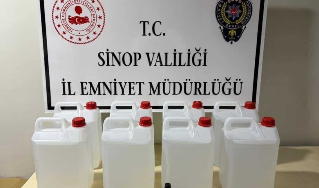 Sinop'un Erfelek ilçesinde polis, düzenlediği operasyonla 40 litre etil alkol