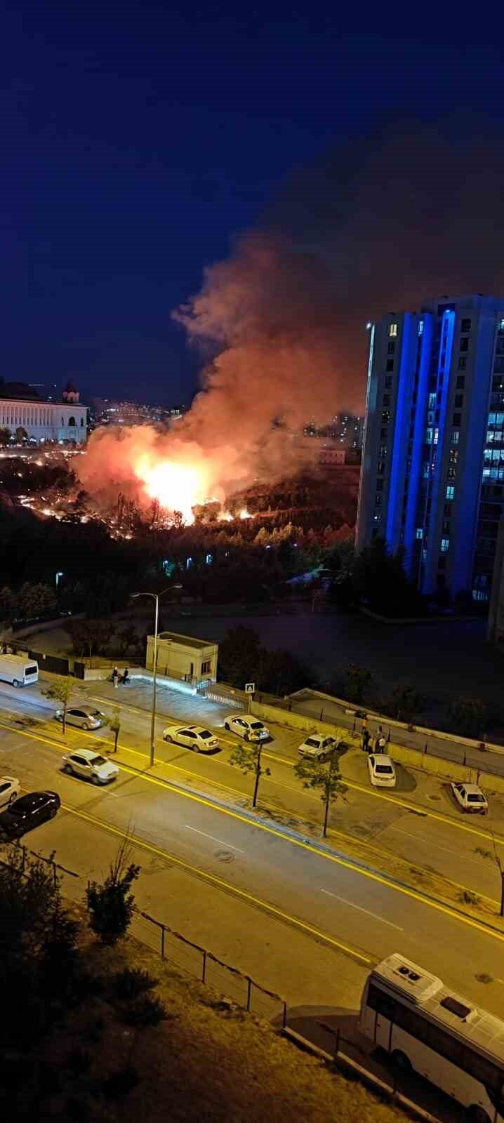 Ankara'nın Keçiören ilçesinde, Kuzey Ankara Mahallesi'nde bir arazide çıkan yangın,
