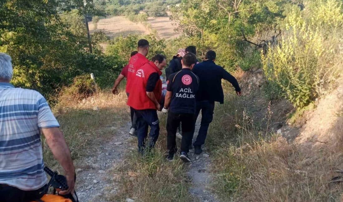 Balıkesir'in Altıeylül ilçesinde tarla sürerken traktörünü şarampole düşüren F.Ç., yaralı