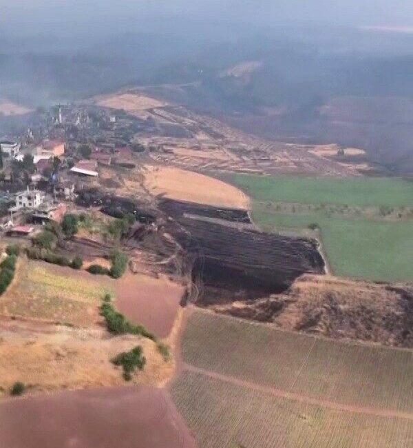 Sakarya'nın Taraklı ilçesinde başlayan orman yangını, rüzgarın etkisiyle Bilecik'in Gölpazarı