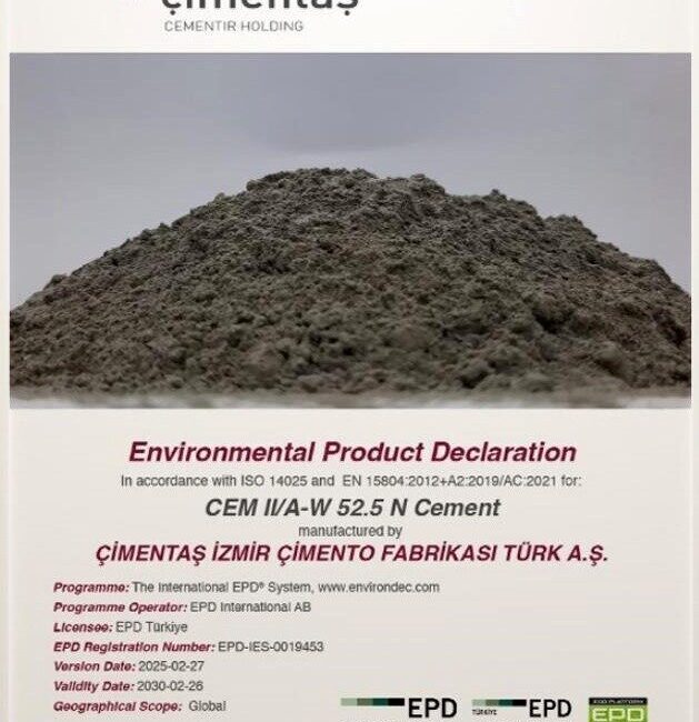 Çimentaş, çimentosu için uluslararası geçerliliğe sahip Environmental Product Declaration (EPD)