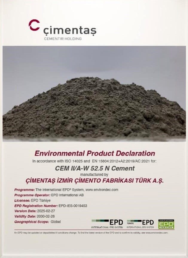 Çimentaş, çimentosu için uluslararası geçerliliğe sahip Environmental Product Declaration (EPD)