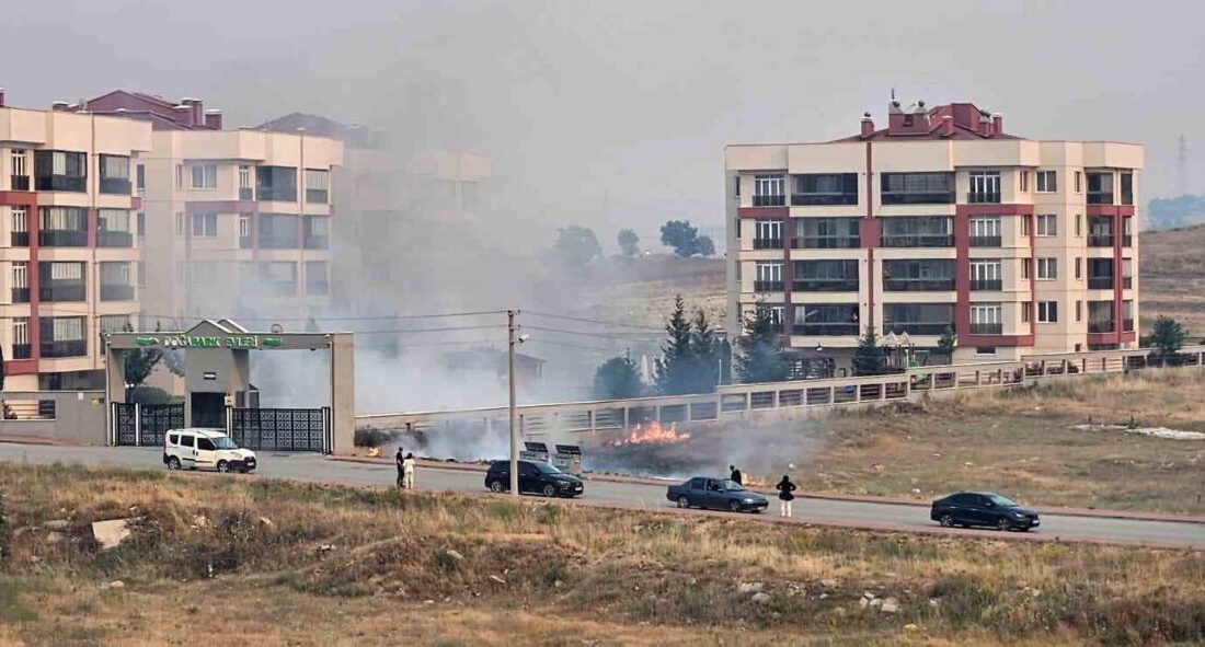Eskişehir'de Ihlamurkent Mahallesi'nde bir vatandaşın yanan sigara izmaritini çöp konteynerine