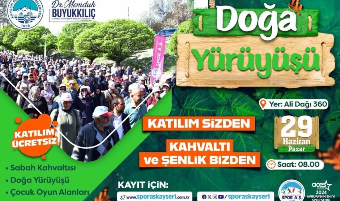 Kayseri Büyükşehir Belediyesi, ‘Doğa’da Buluşalım’ etkinliği ile doğa yürüyüşü düzenliyor.
