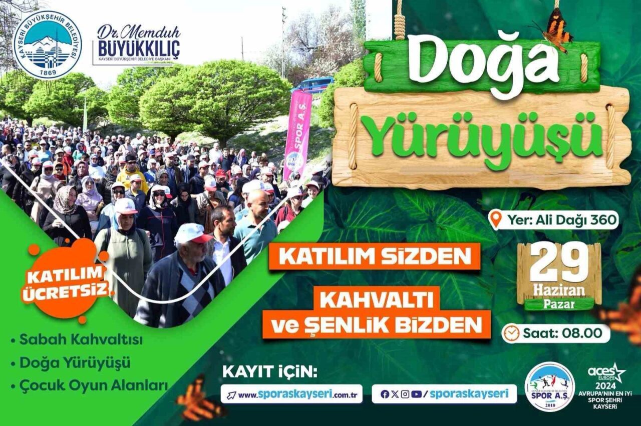 Kayseri Büyükşehir Belediyesi, ‘Doğa’da Buluşalım’ etkinliği ile doğa yürüyüşü düzenliyor.