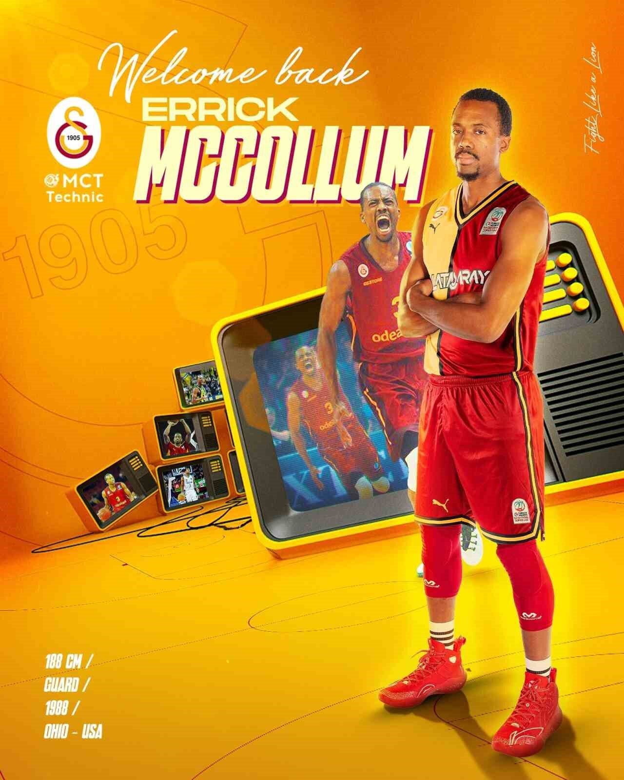 Galatasaray Erkek Basketbol Takımı, eski oyuncusu Errick McCollum ile 1+1