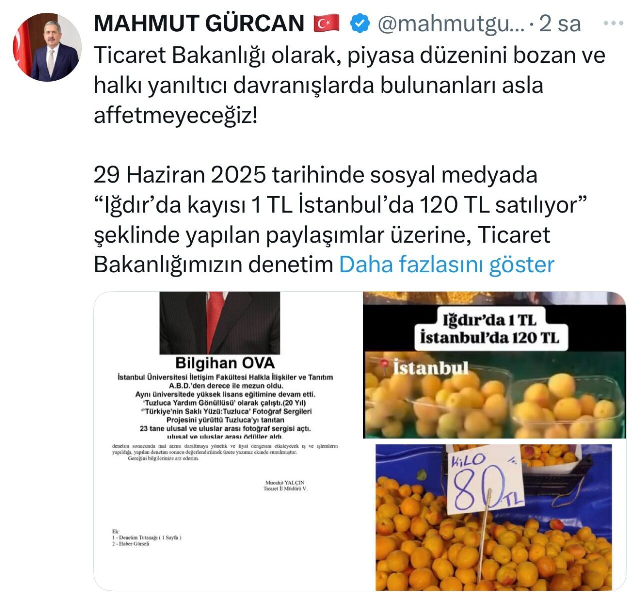 Ticaret Bakan Yardımcısı Mahmut Gürcan, CHP Tuzluca Aday Adayı Bilgihan