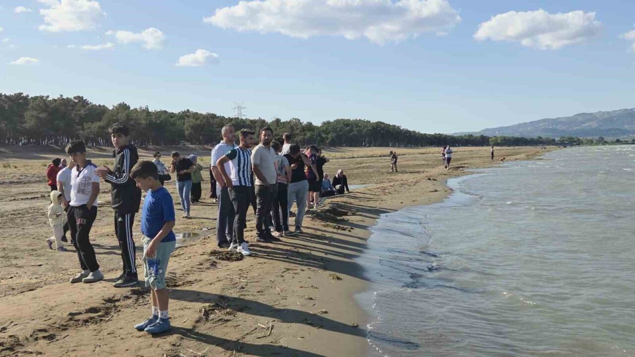 Bursa'nın Orhangazi ilçesinde serinlemek için İznik Gölü'ne giren kuzenler Anıl