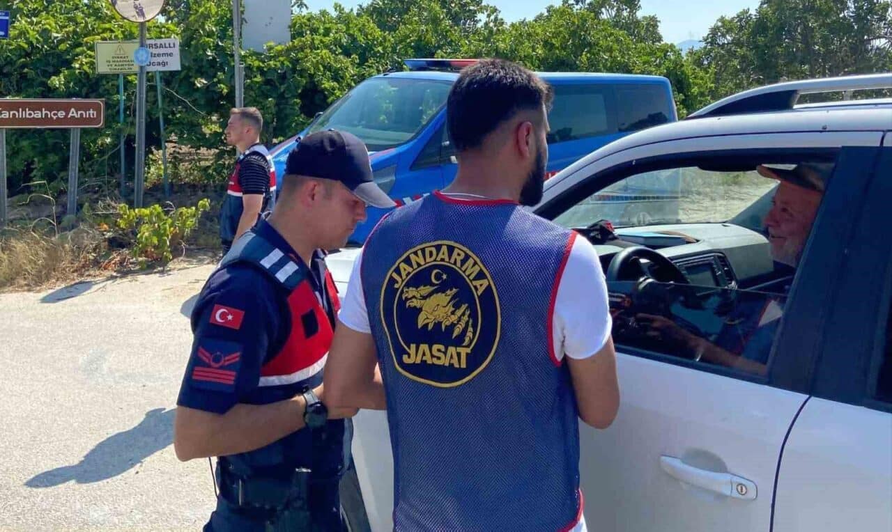 Aydın'ın Germencik ilçesinde jandarma, Mursallı Mahallesi'nde düzenlediği uygulamada 249 aracı