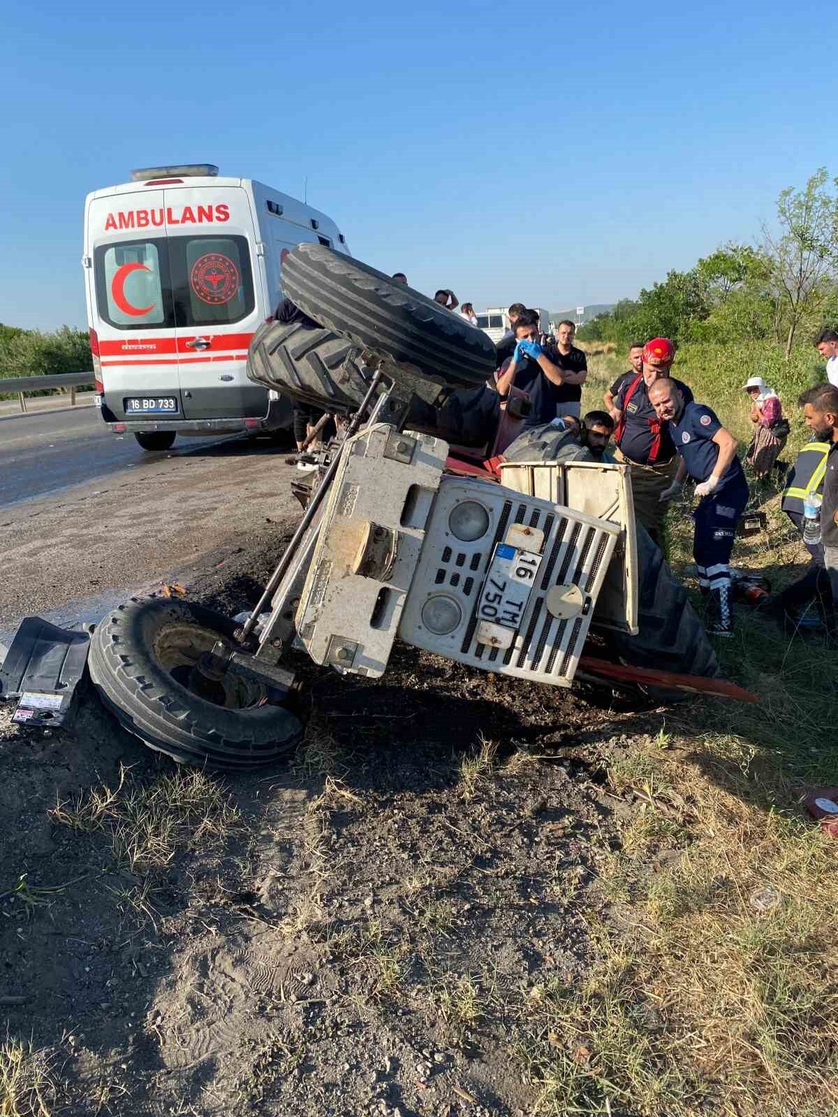 Bursa'nın Karacabey ilçesinde Mehmet Emin A. yönetimindeki çekici, Hüseyin Ş.