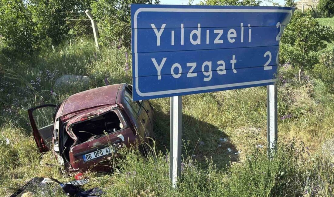 Sivas-Ankara karayolunda, M.T. yönetimindeki otomobil şarampole uçarak kilometre levhasına çarptı.