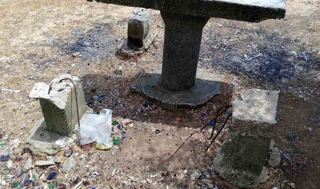 Muratlı'daki Müsellim Göleti mesire alanında kimliği belirsiz kişiler tarafından beton