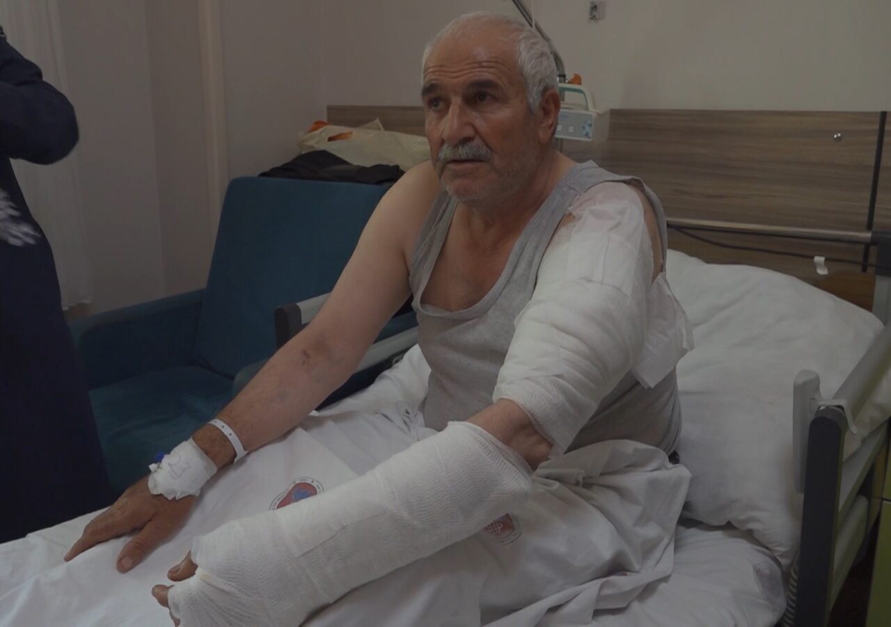 Van’ın Çatak ilçesinde ot biçen Aziz Kıyat, kurdun saldırısına uğrayarak