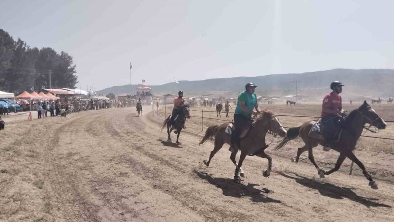 Denizli'nin Baklan ilçesinde düzenlenen geleneksel rahvan at yarışları, büyük bir