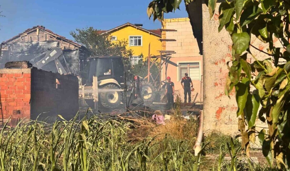 Sakarya'nın Adapazarı ilçesinde A.Y.'ye ait bir ahırda çıkan yangın, itfaiye