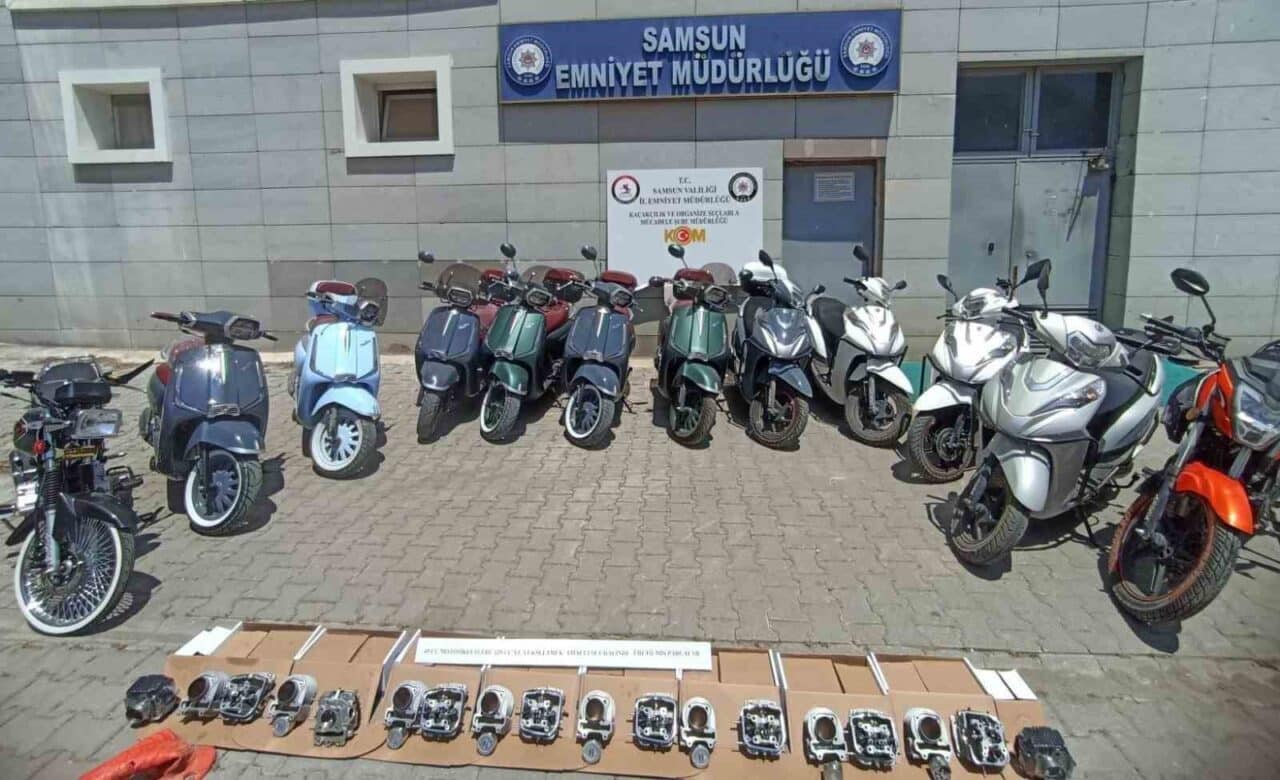 Samsun'da düzenlenen operasyonda, motosikletlerin silindir hacimlerinin usulsüz artırılmasıyla ilgili 12