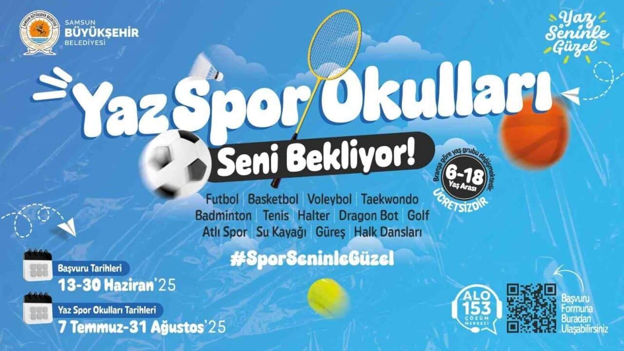 Samsun Büyükşehir Belediyesi, 6-18 yaş aralığındaki çocuklar için 13 branşta