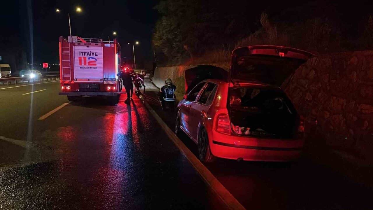 Kocaeli'nin Gebze ilçesinde M.B. yönetimindeki otomobil, D-100 Karayolu'nda seyir halindeyken