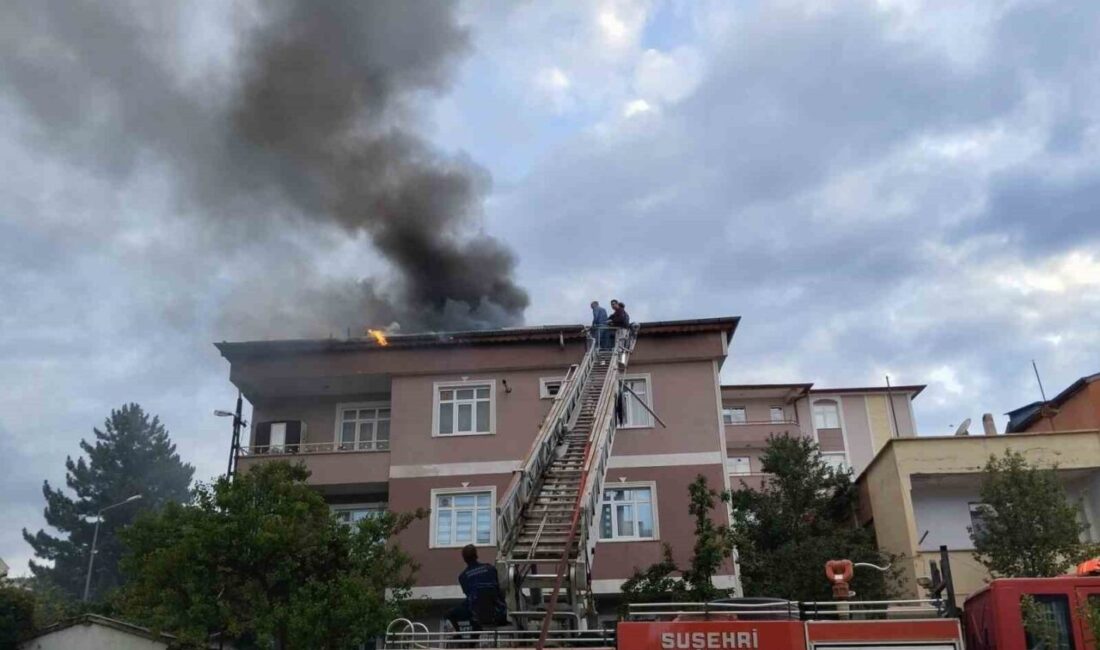 Sivas'ın Suşehri ilçesinde K.A.'ya ait 3 katlı binanın çatı katında