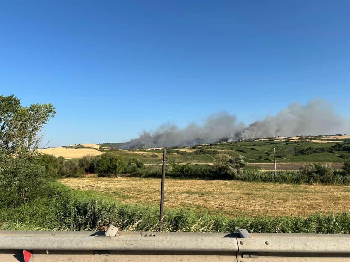 Balıkesir’in Susurluk ilçesindeki arazi yangını, şiddetli rüzgar yüzünden hızla yayıldı.